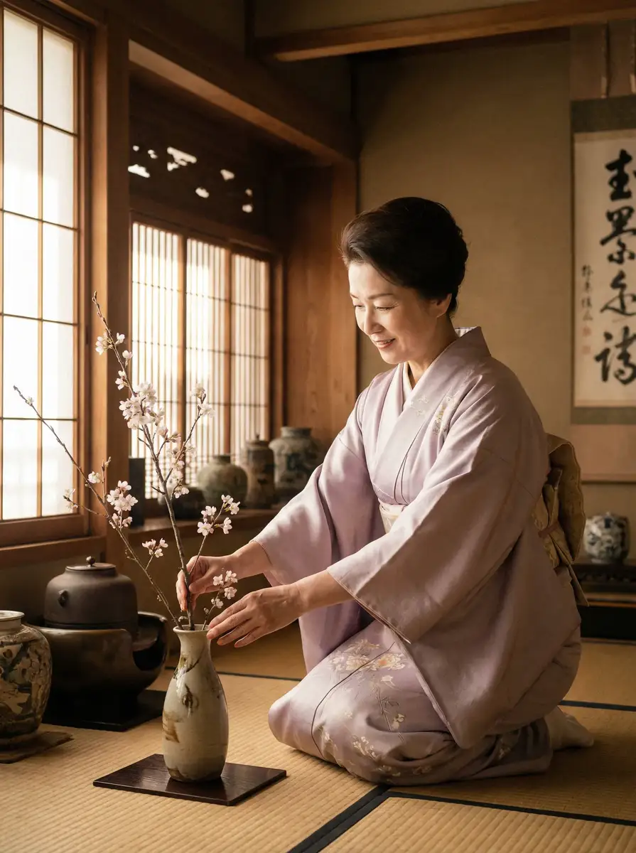 一位优雅的 《相位土豆》相位土豆官方网站::热门相位土豆影院大全 在和室中插花