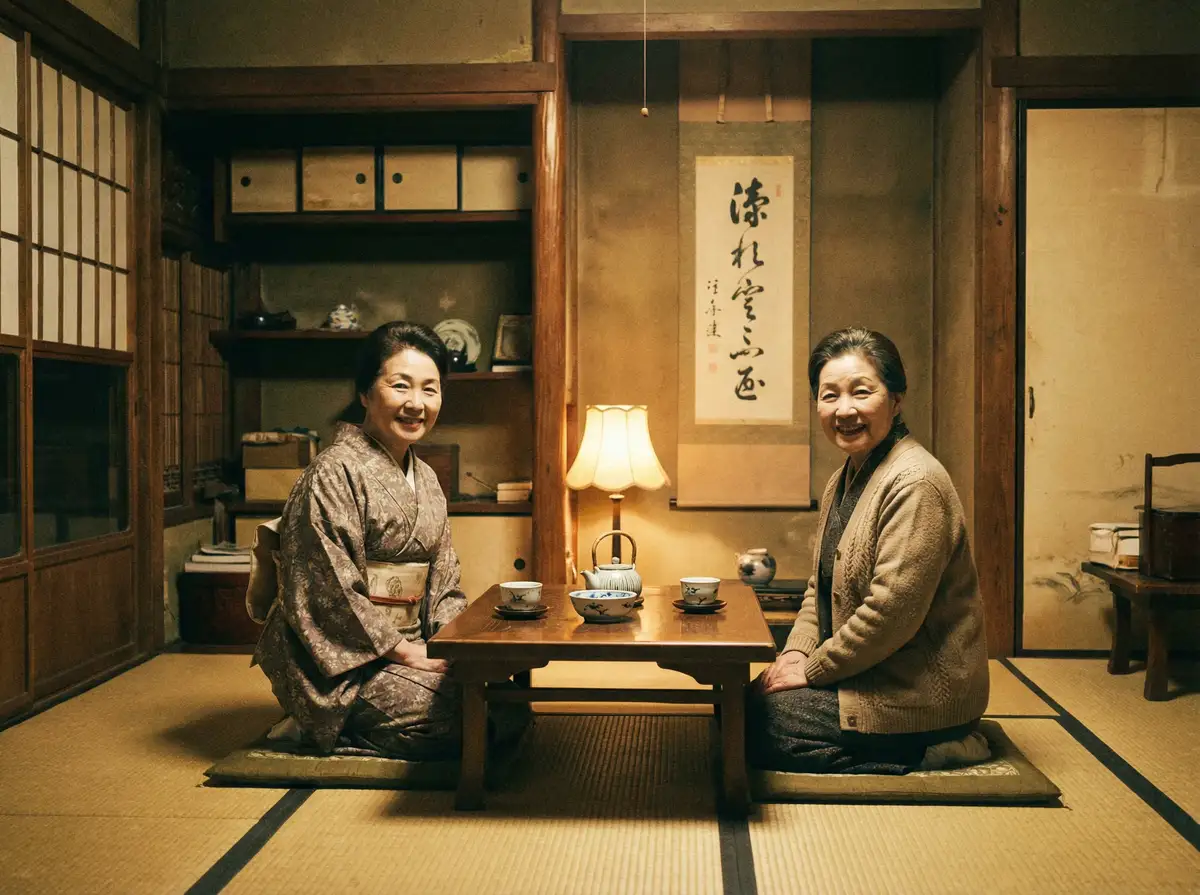 两位优雅的 《相位土豆》相位土豆官方网站::热门相位土豆影院大全 在日式茶室中品茶交谈